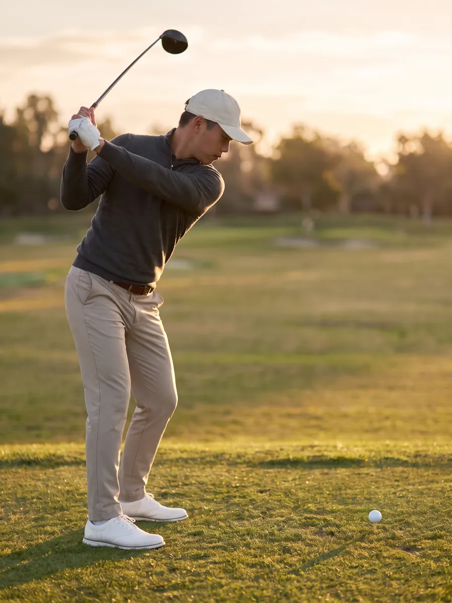 Our golfer at P3, Lead arm parallel.